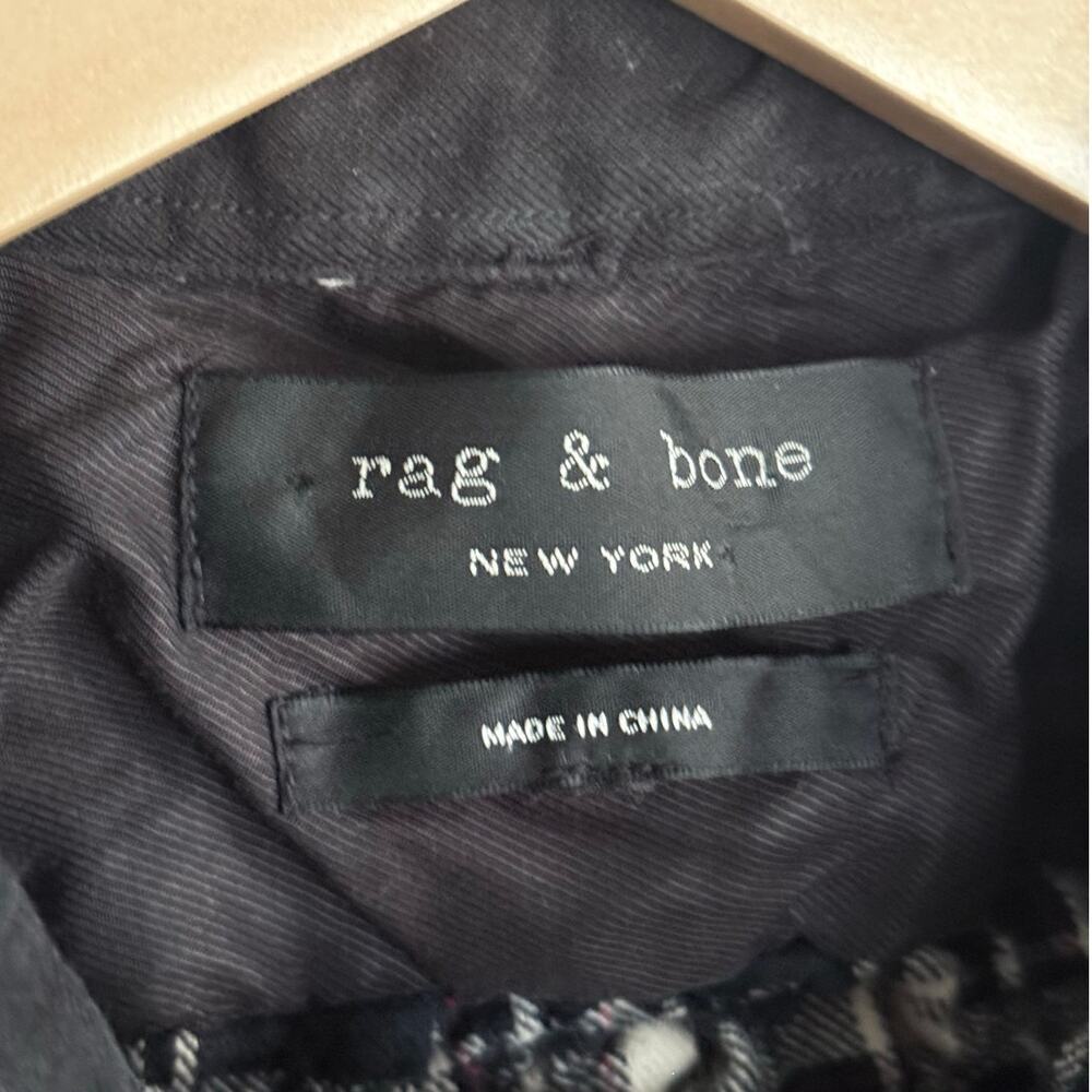 RAG & BONE black white heavy textured puckered plaid button down rugged shirt - Picture 7 of 9